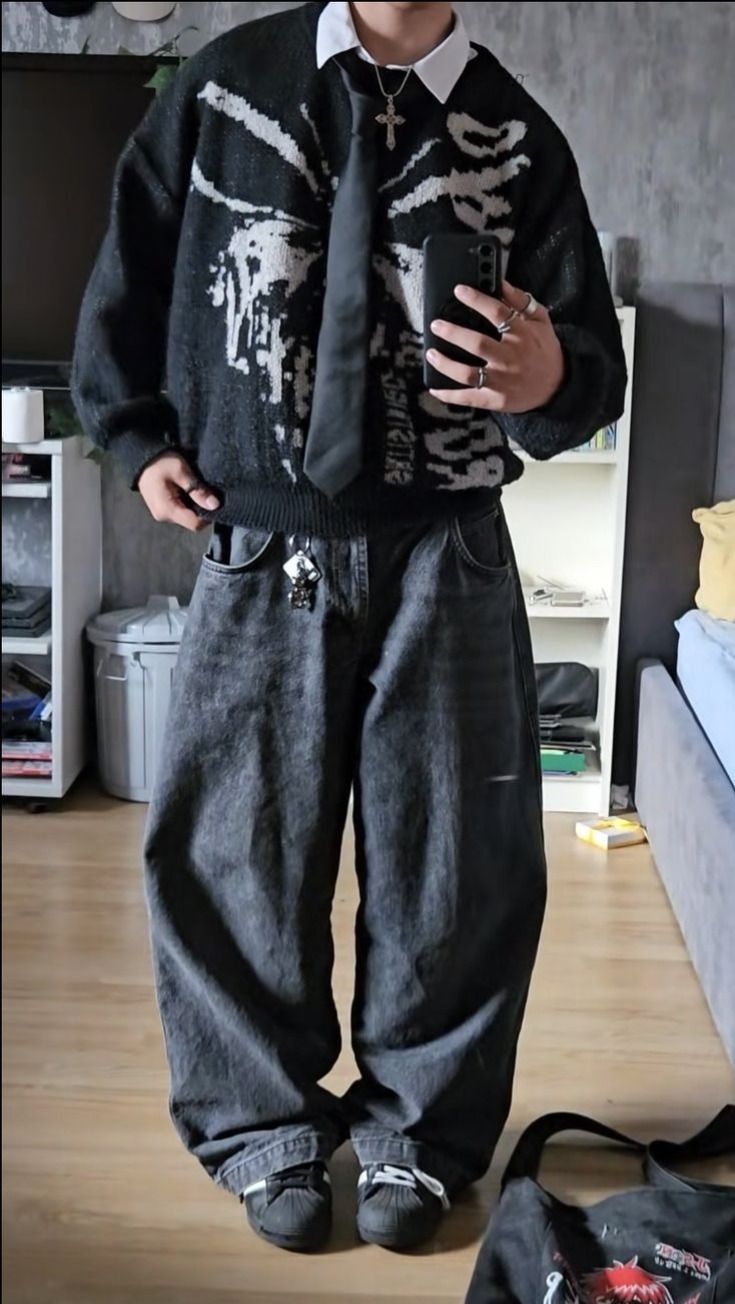 Streetwear outfit: sneakers leading the look